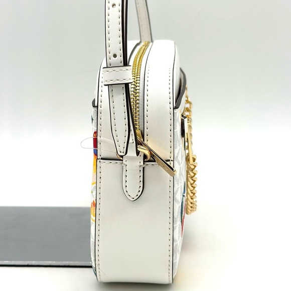Michael Kors Large EW Zip Chain Xbody Crossbody Bag Optic White - Picture 4 of 12